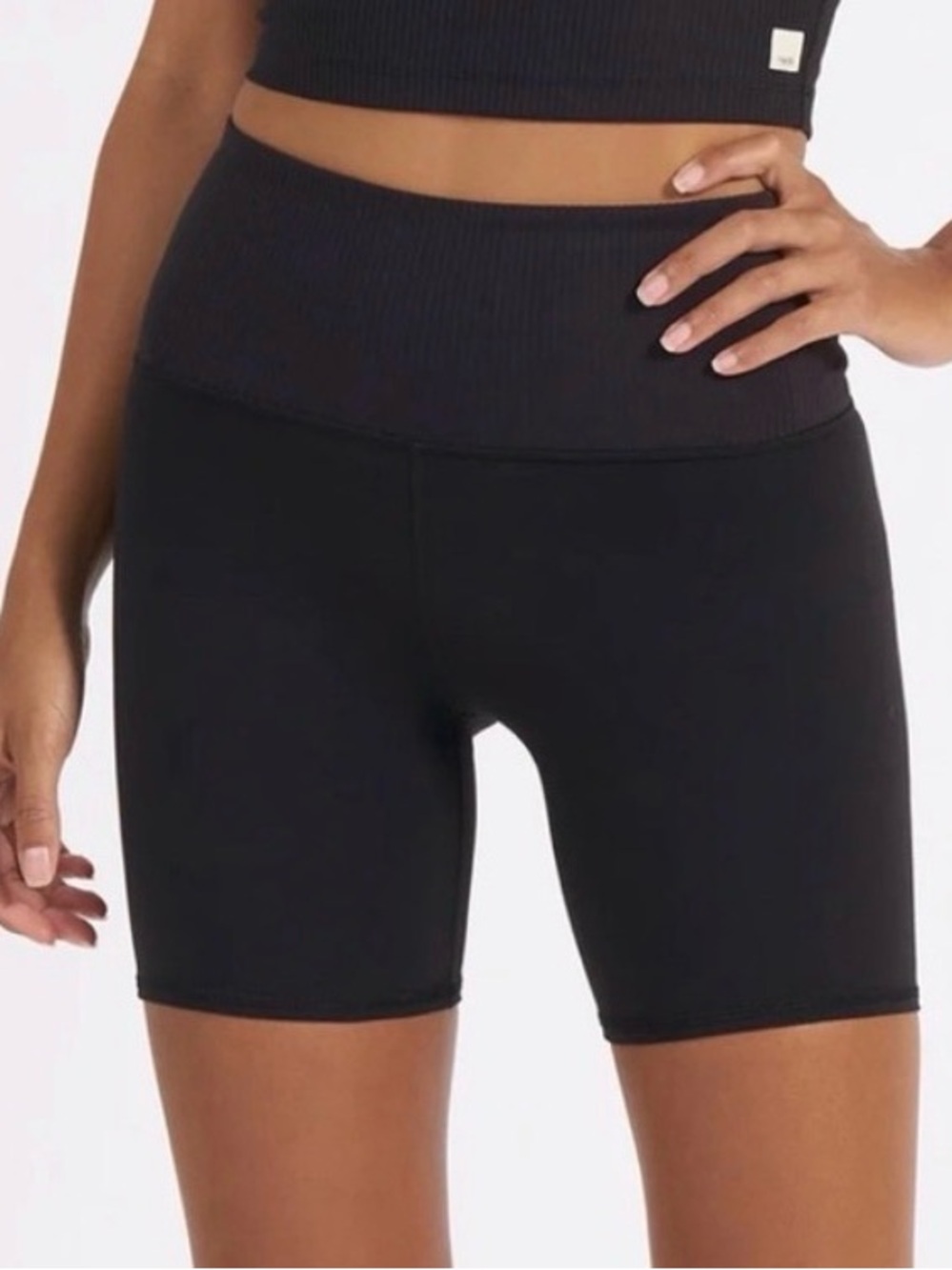 Vuori Biker Shorts Black Ribbed High Waist Studio Short Size M VW376